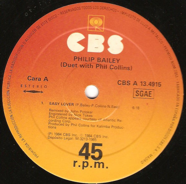 Philip Bailey Duet With Phil Collins – Easy Lover (VG+) BOX26