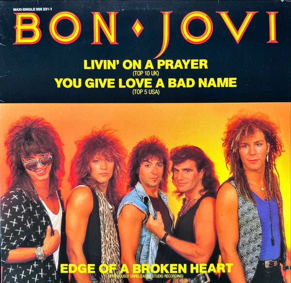 Bon Jovi – Livin' On A Prayer / You Give Love A Bad Name / Edge Of A Broken Heart (MINT, FUNDA VG+) BOX22