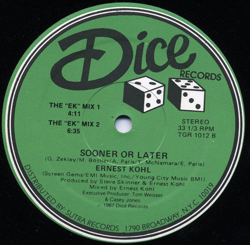 Ernest Køhl* – Sooner Or Later (Extended Dance Mix) (VG+) BOXE1