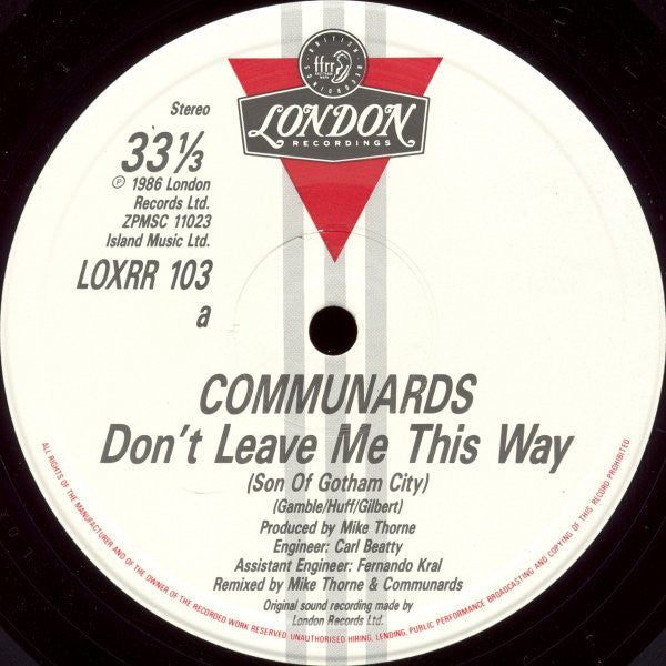 Communards With Sarah Jane Morris – Don't Leave Me This Way (Son Of Gotham City Mix) (NM, FUNDA VG+) BOX16