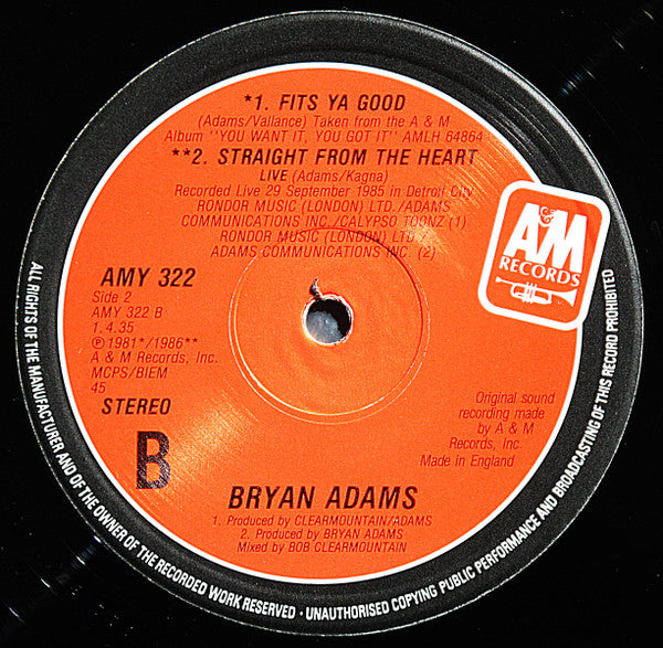 Bryan Adams – Straight From The Heart (VG+) BOX36