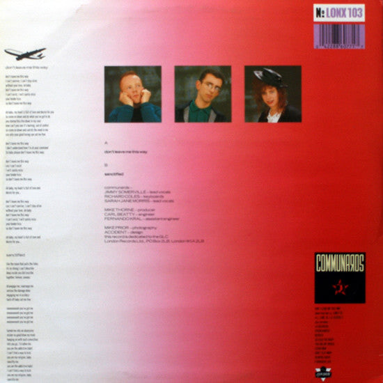 Communards With Sarah Jane Morris – Don't Leave Me This Way (EX, FUNDA VG+) BOX19