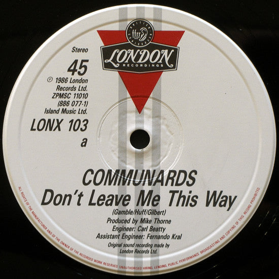 Communards With Sarah Jane Morris – Don't Leave Me This Way (EX, FUNDA VG+) BOX19