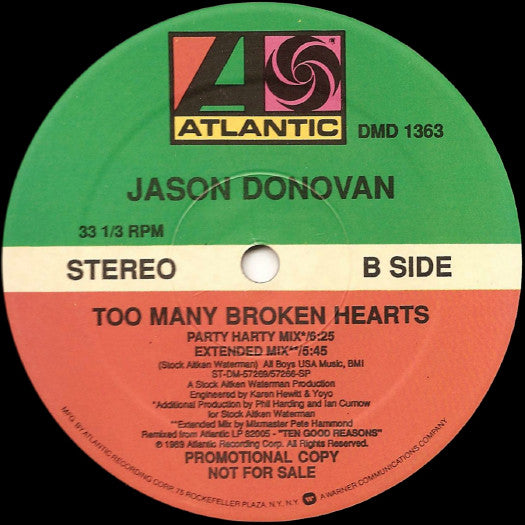 Jason Donovan – Too Many Broken Hearts (NM, FUNDA EX) BOX13