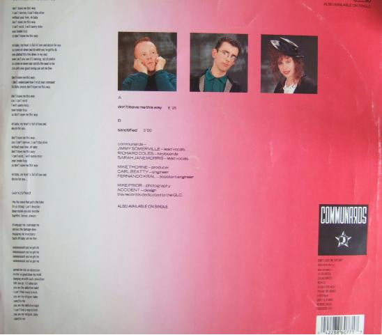 Communards With Sarah Jane Morris – Don't Leave Me This Way (NM, FUNDA VG+) BOX8
