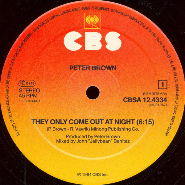Peter Brown – They Only Come Out At Night (VG+) BOX17