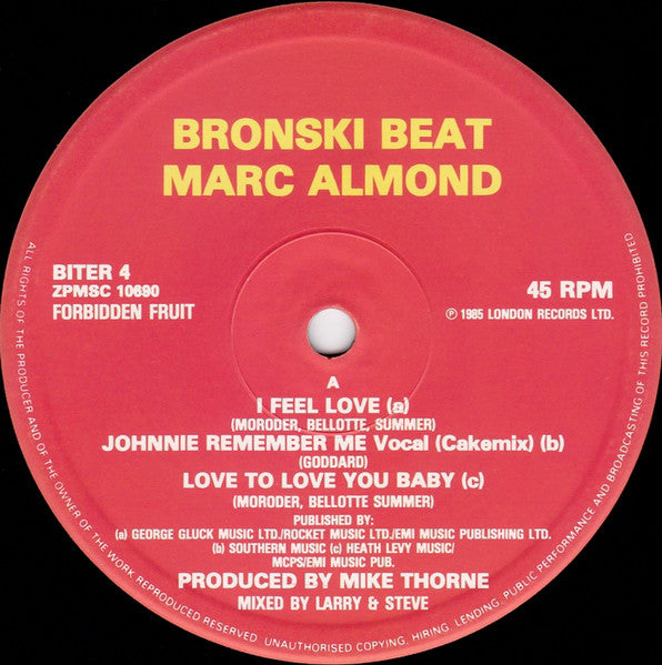 Bronski Beat, Marc Almond – I Feel Love (Cake Mix) (VG+) BOX15