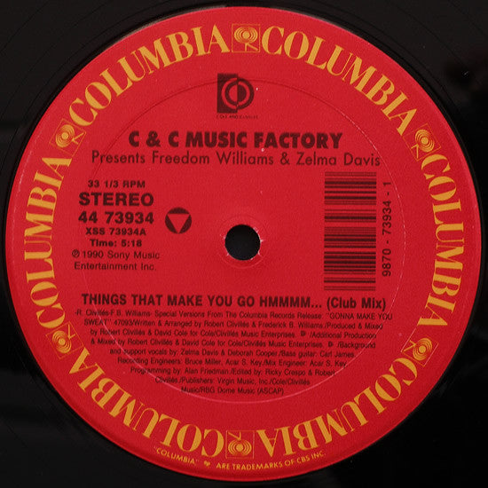 C + C Music Factory Presents Freedom Williams & Zelma Davis – Things That Make You Go Hmmmm... (The Remixes) (VG+,FUNDA VG) BOX16