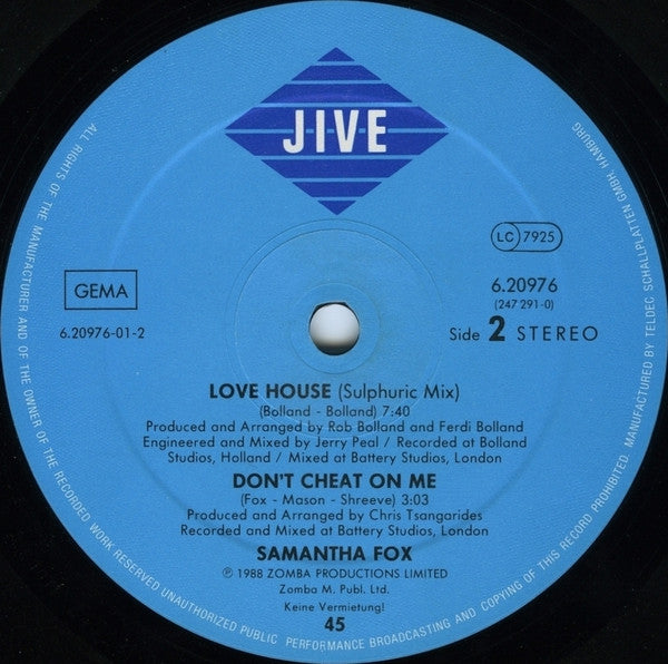 Samantha Fox – Love House (VG+) BOX11