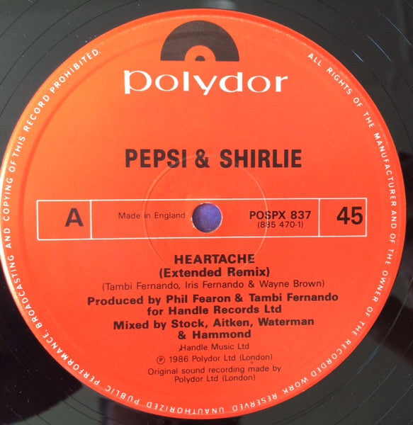 Pepsi & Shirlie – Heartache (NM, FUNDA VG+) BOX19
