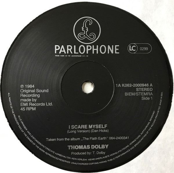 Thomas Dolby – I Scare Myself (Long Version) (NM, FUNDA VG+, PEQUEÑA PEGATINA EN LA GALLETA) BOX8)