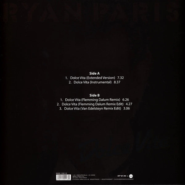 Ryan Paris – Dolce Vita (NUEVO NO SELLADO) BOX8