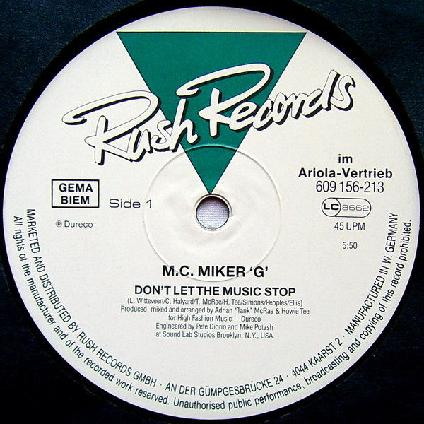 MC Miker "G" – Don't Let The Music Stop (NM, FUNDA EX) BOX12