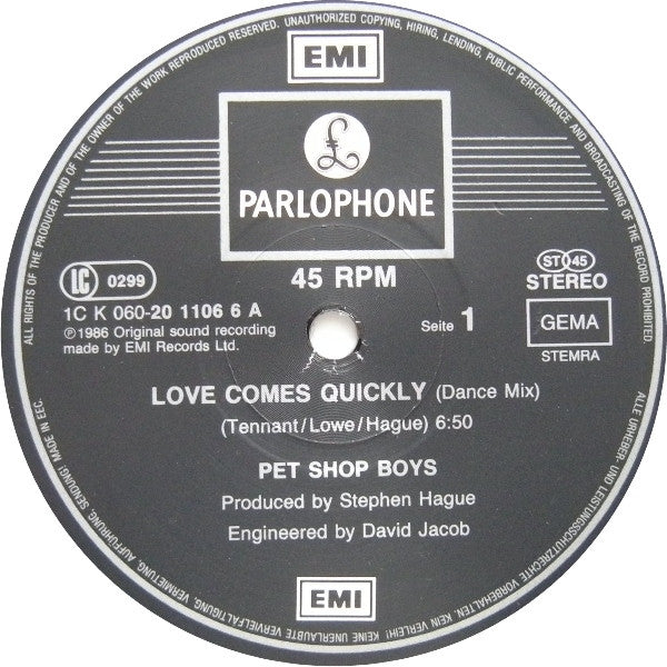 Pet Shop Boys – Love Comes Quickly (NM, FUNDA EX) BOX29