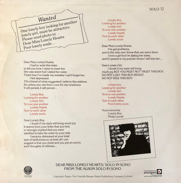 Philip Lynott – Dear Miss Lonely Hearts / Solo In Soho (EX) BOXE2