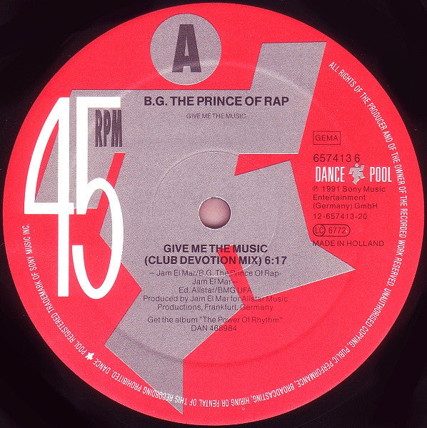B.G. The Prince Of Rap – Give Me The Music (VG+) BOXE1