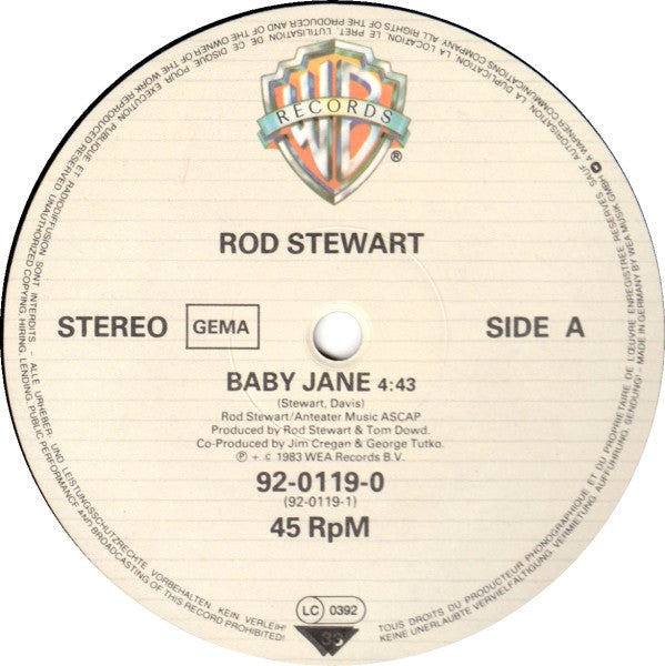 Rod Stewart – Baby Jane (NM, FUNDA VG+) BOX29