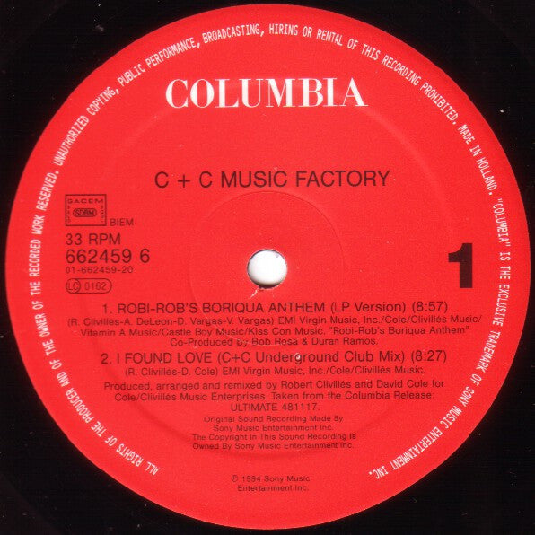 C + C Music Factory – Robi-Rob's Boriqua Anthem (NM, FUNDA EX) BOX13