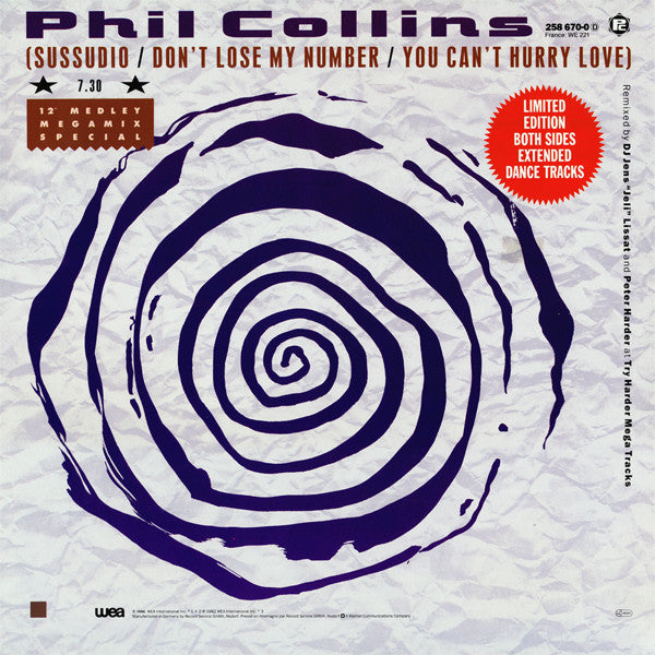 Phil Collins – (Sussudio / Don't Lose My Number / You Can't Hurry Love) / Take Me Home (Extended Version) (NM) BOX6