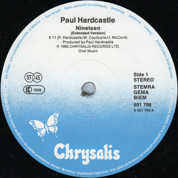 Paul Hardcastle – 19 (Extended Version) VG+ BOX15