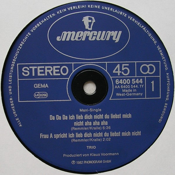 Trio – Da Da Da Ich Lieb Dich Nicht Du Liebst Mich Nicht Aha Aha Aha (NM, FUNDA VG+) BOX14