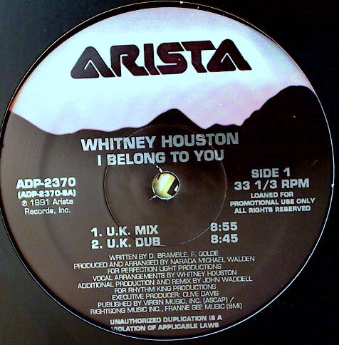 Whitney Houston – I Belong To You (NM, FUNDA GENÉRICA DE SELLO) BOX12