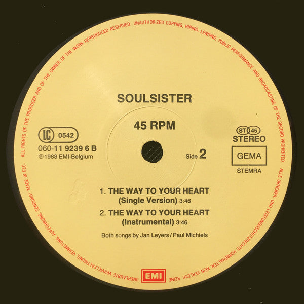 Soulsister – The Way To Your Heart (NM, FUNDA EX) BOX12