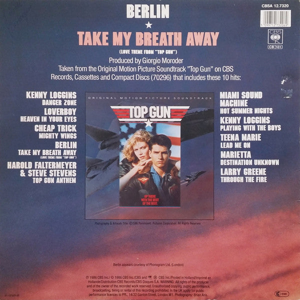 Berlin – Take My Breath Away (Love Theme From "Top Gun") (NM, FUNDA VG+) BOX20