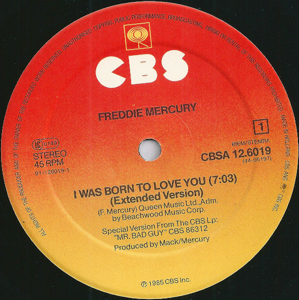 Freddie Mercury – I Was Born To Love You (Extended Version) (NM, FUNDA VG+) BOX27
