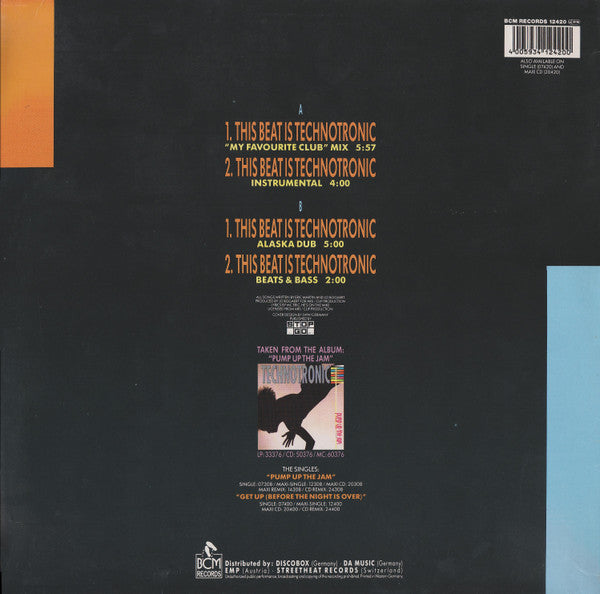 Technotronic Feat. MC Eric – This Beat Is Technotronic (NM, FUNDA VG+) BOX7