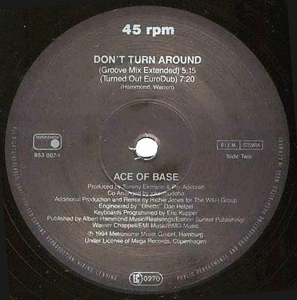 Ace Of Base – Don't Turn Around (Remixes) (VG+) BOX14