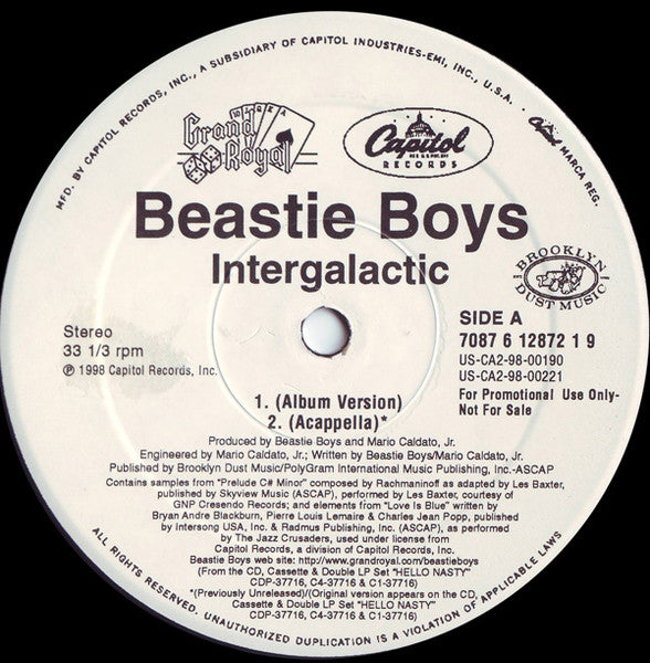 Beastie Boys – Intergalactic (NM, PROMO, FUNDA GENÉRICA)