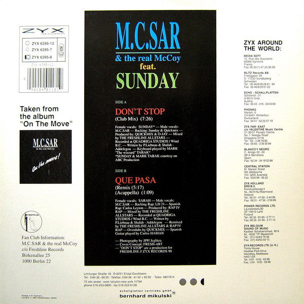 M.C. Sar & The Real McCoy feat. Sunday – Don't Stop (EX) BOX16