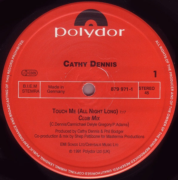 Cathy Dennis – Touch Me (All Night Long) (NM, FUNDA VG+) BOX18