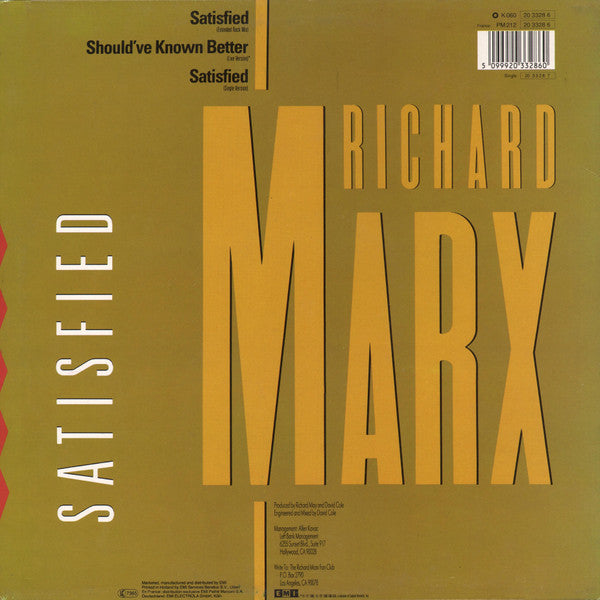Richard Marx – Satisfied (NM, FUNDA EX) BOX24