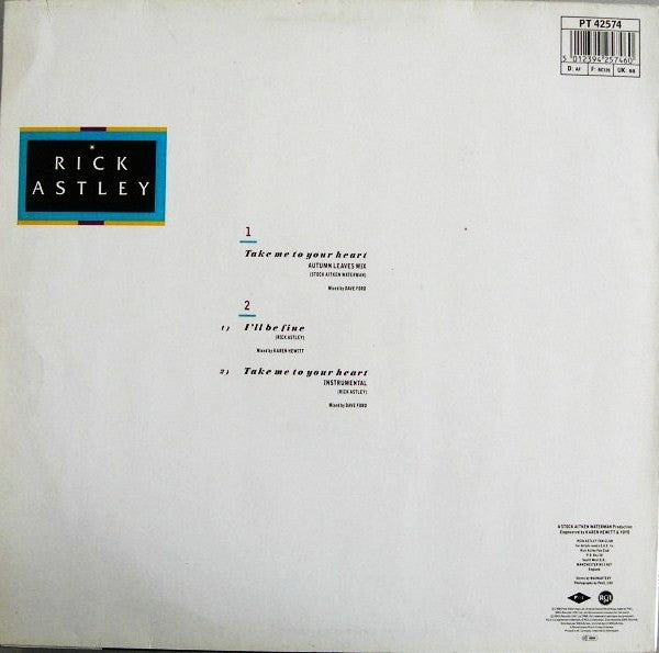Rick Astley – Take Me To Your Heart, contraportada con el listado de canciones