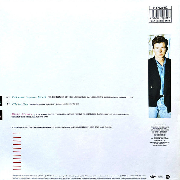 Rick Astley – Take Me To Your Heart (The Dick Dastardly Mix and Rick's Hit Mix (EX, FUNDA VG+) BOX9