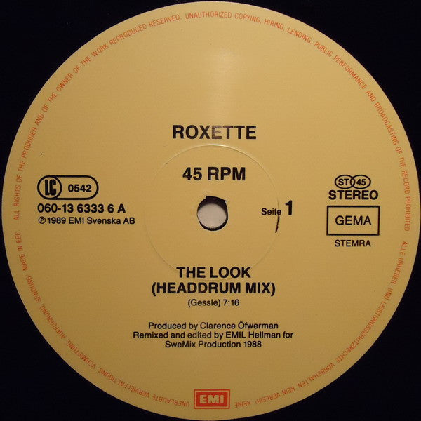 Roxette – The Look (Head-Drum-Mix) (NM, FUNDA VG+)