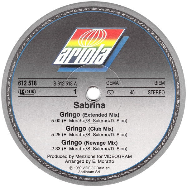 Sabrina – Gringo (VG+) BOX25
