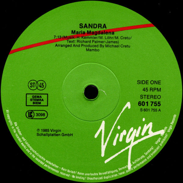 Sandra – (I'll Never Be) Maria Magdalena (NM, FUNDA VG+)