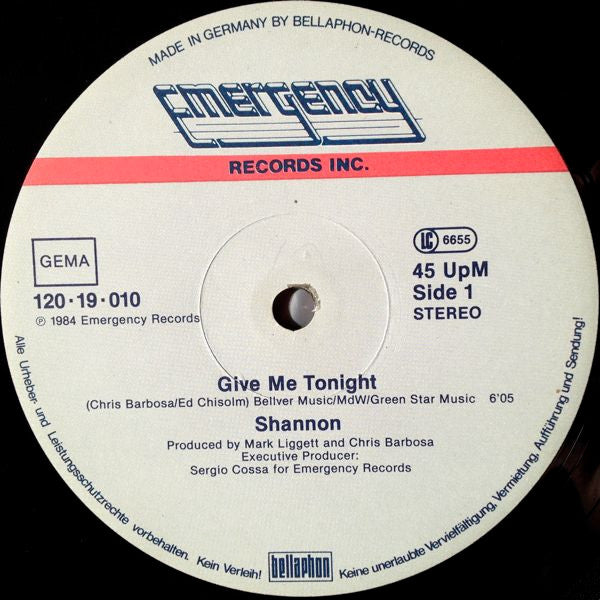 Shannon – Give Me Tonight (NM, FUNDA EX)