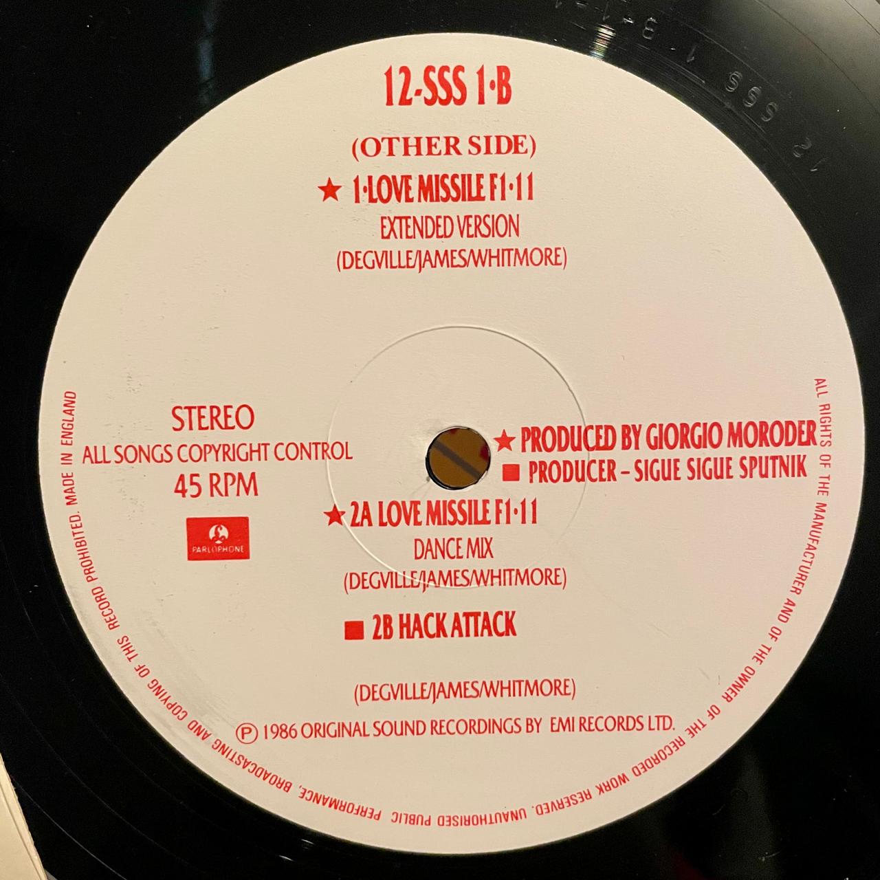 Sigue Sigue-Sputnik – Love Missile F1 - 11 (Extended Mix) (VG+) BOX29