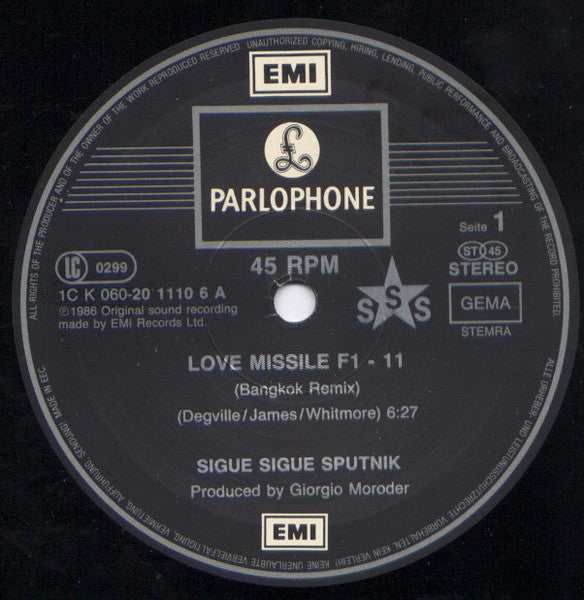 Sigue Sigue Raumshift – Love Missile F1-11 (The Bangkok Remix) (NM, FUNDA VG+) BOX1