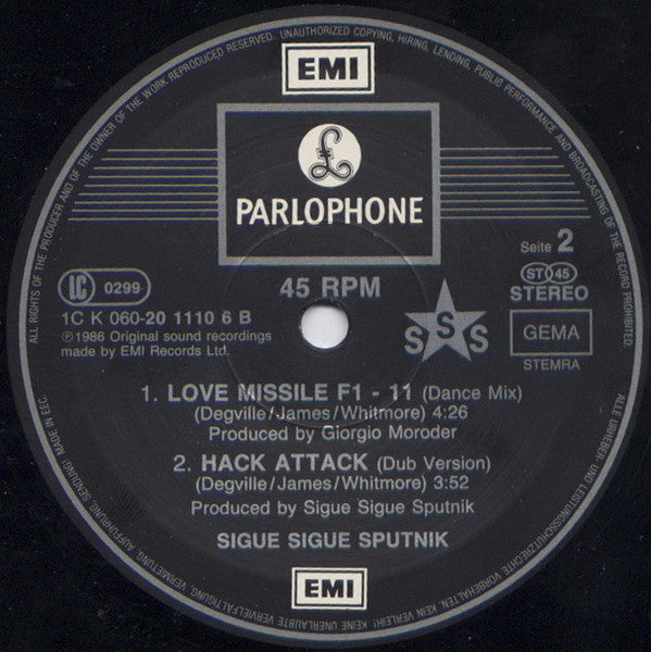 Sigue Sigue Raumshift – Love Missile F1-11 (The Bangkok Remix) (NM, FUNDA VG+) BOX1