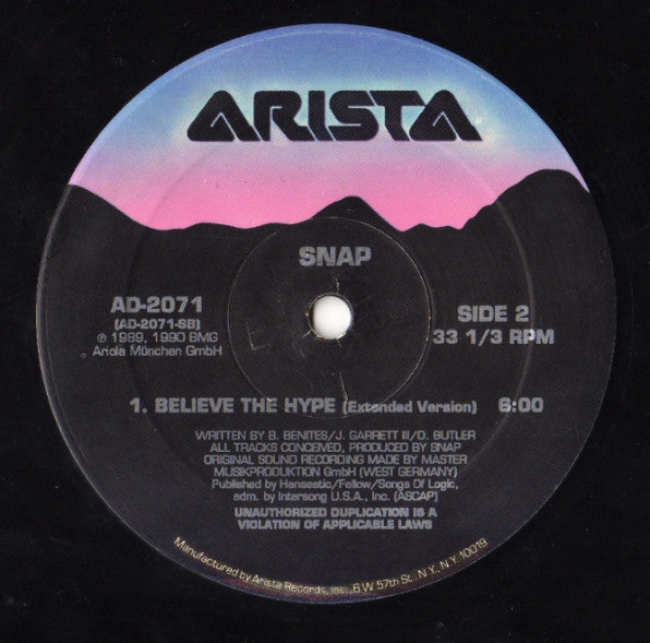 Snap – Ooops Up- Believe The Hype (NM, FUNDA VG+) BOX26