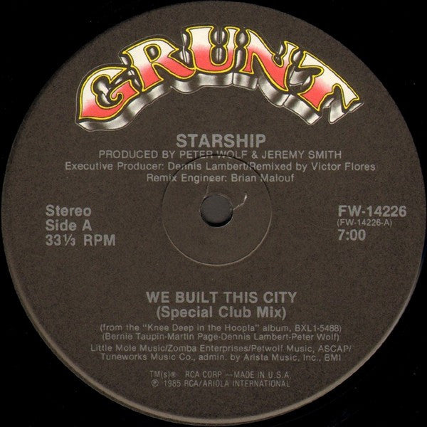 Starship – We Built This City (VG+) BOX29