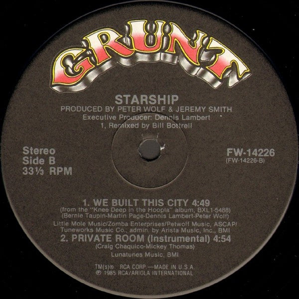 Starship – We Built This City (VG+) BOX29