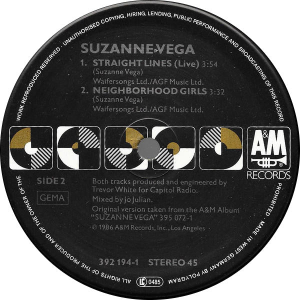 Suzanne Vega – Luka (EX, FUNDA VG+)
