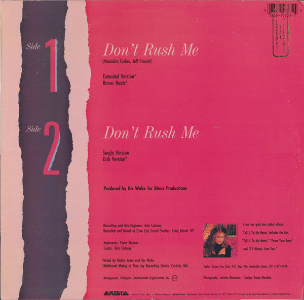 Taylor Dayne – Don't Rush Me (SELLADO DE ÉPOCA) BOX31