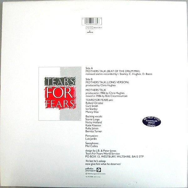 Tears For Fears – Mothers Talk (Beat Of The Drum Mix) (NM, FUNDA VG+) BOX11